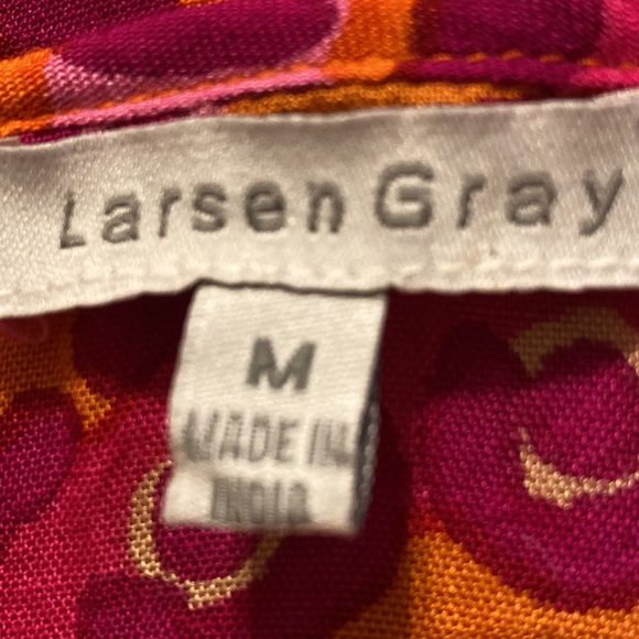 Larsen Gray BOHO MEDALLION PRINT TUNIC TOP Mandala ORANGE PINK YELLOW Medium EUC - Picture 7 of 9